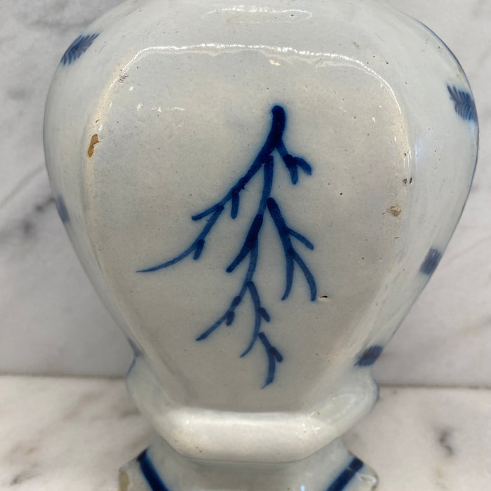 Early Antique Dutch Delft Blue and White Floral Vase, Netherlands