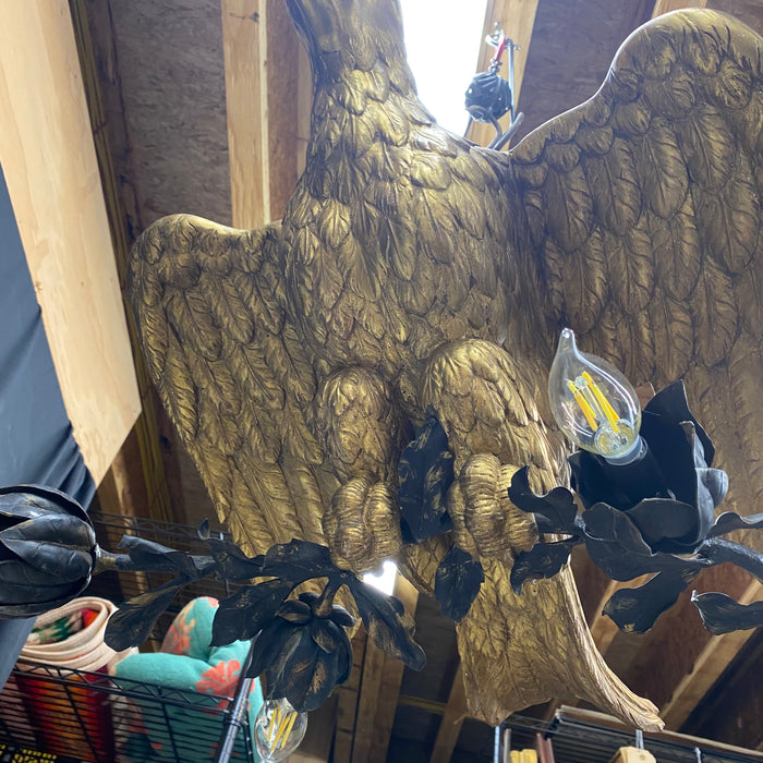 French Carved Gold Gilt Eagle Chandelier Museum Quality