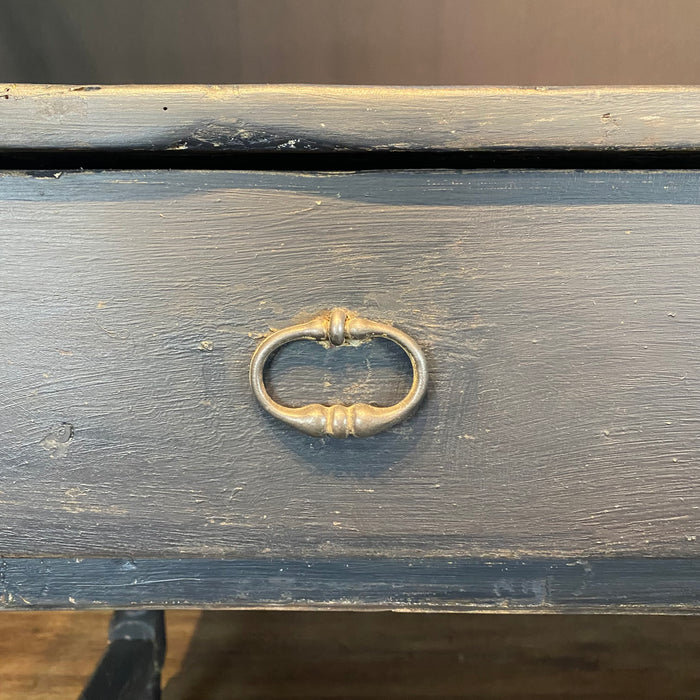 Antique French Louis XVI Desk, Console, Desk, Sofa Table, Kitchen Island or Dining Table Painted Ebony