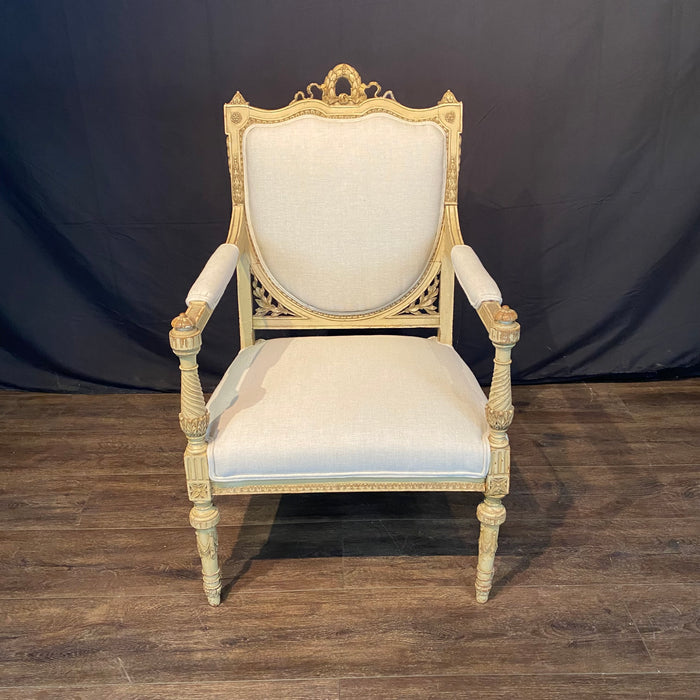 Pair of Antique French Neoclassical Armchairs or Fauteuils Louis XVI