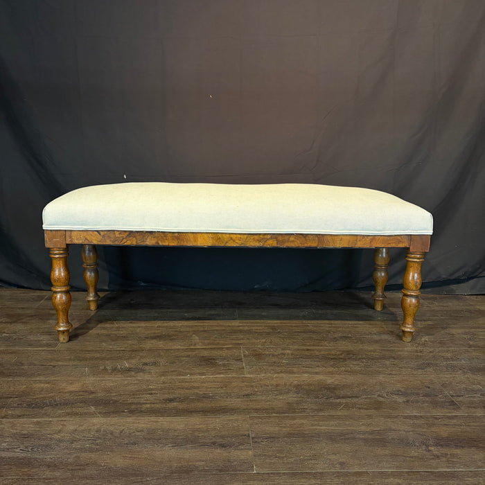 19th Century French Walnut Upholstered Bench