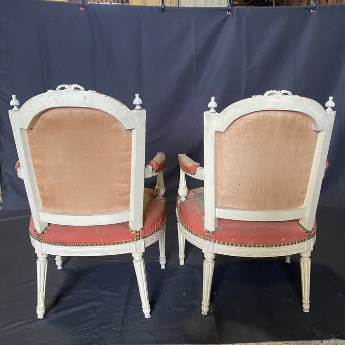 Pair of Period French Louis XVI Chairs with Original Aubusson Upholstery