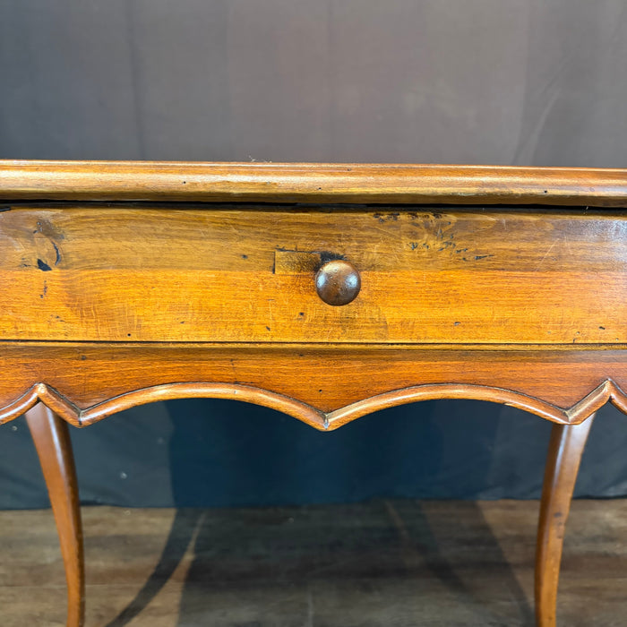 Antique French Louis XV Walnut Side Table, Writing Table or Desk with Cabriole Legs and Hoof Feet