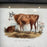 French Antique 18th Century Cow and Sheep Engraving Hand Colored Signed Artwork