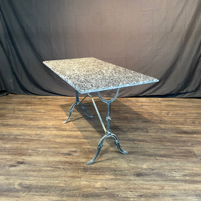 French Marble Top Café Table or Bistro Table with Cast Iron Base