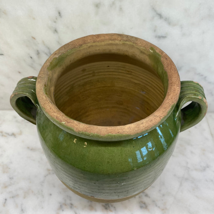 French Confit Pot with Green Glaze from the 19th Century #8883