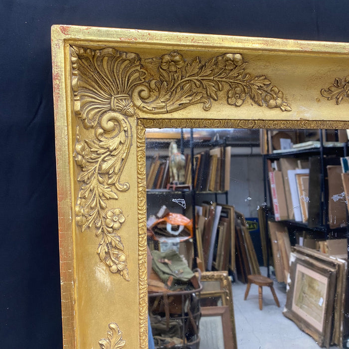 French 19th Century Empire Gold Gilt Wall Mirror with Original Mirror Glass