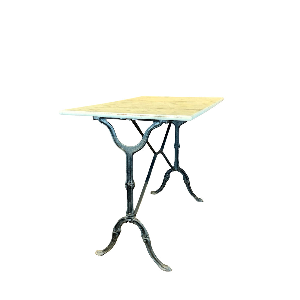 Antique French Marble Top Cafe and Bistro Table with Cast Iron Base