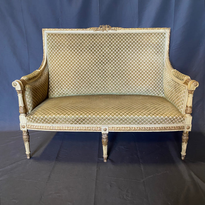 19th Century Fine French Louis XVI Carved Five-Piece Salon Suite, Parlor Set or Living Room Set