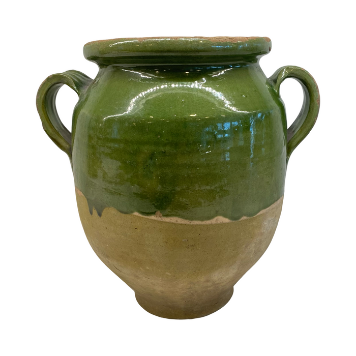 French Confit Pot with Green Glaze from the 19th Century #8883
