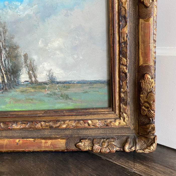 Antique French Painting: Impressionist Landscape from Paris
