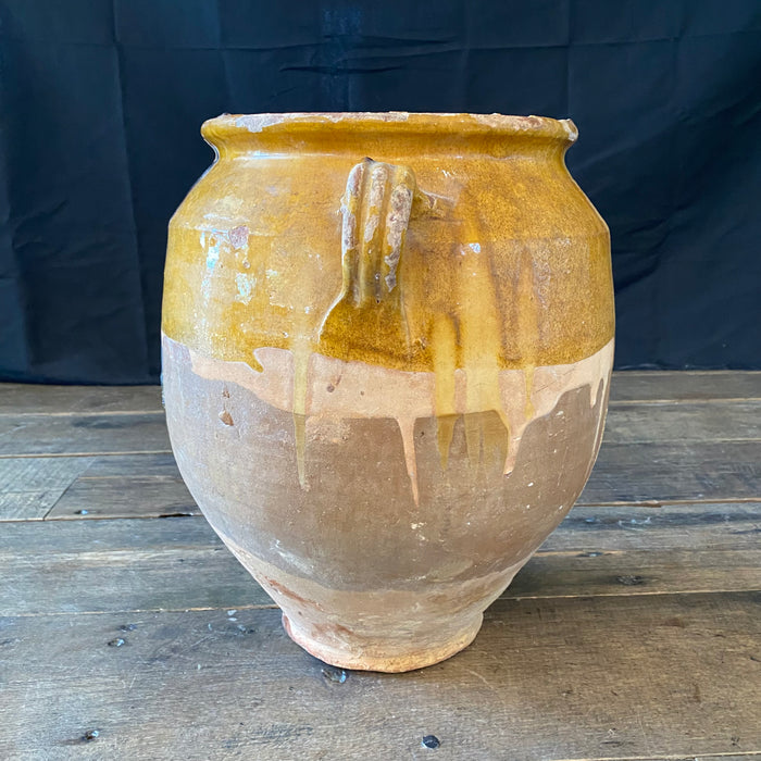 French Large Confit Pot with Yellow Glaze from the 19th Century #7939