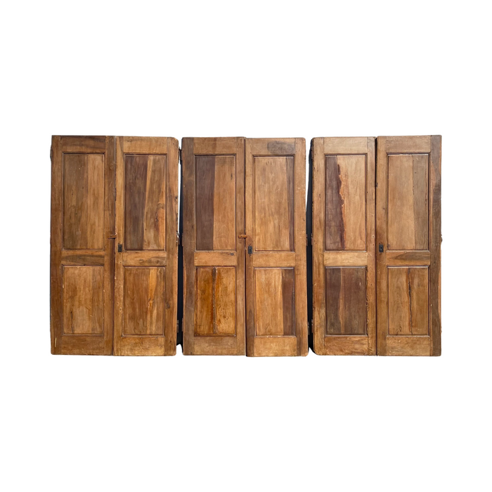 Set of 6 French Antique Walnut Doors (3 Pairs) with Original Keys in the Shape of Numbers 1, 2 and 3