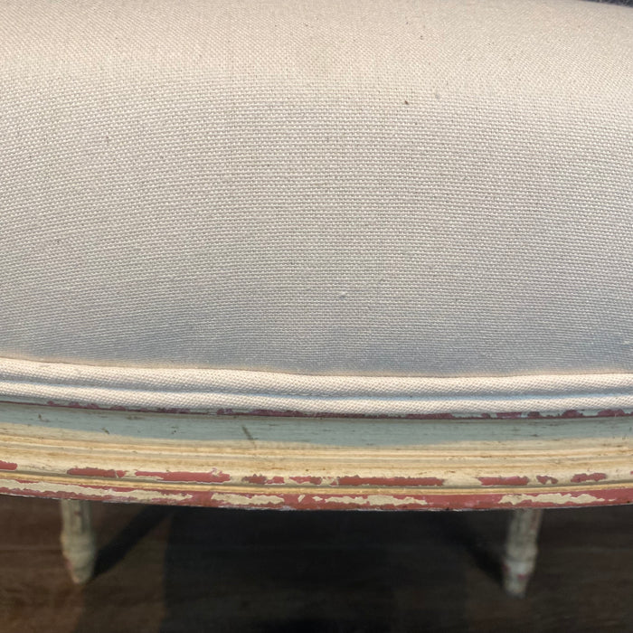 French Pair Louis XVI Painted Footstools or Ottomans
