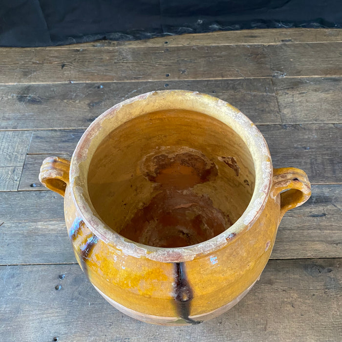French Large Confit Pot with Yellow Glaze from the 19th Century #7939