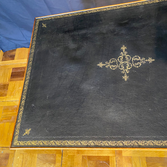 French Elegant Leather Top Game Table, Side Table or Desk