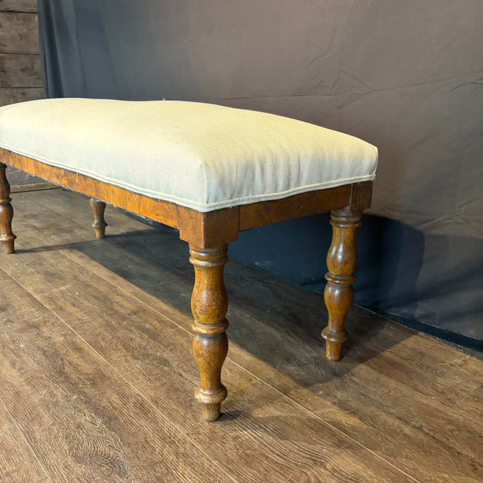 19th Century French Walnut Upholstered Bench