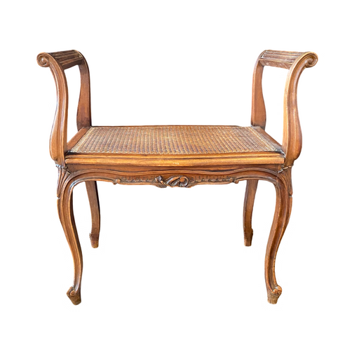 French Provincial Louis XV Carved Walnut Bench or Ottoman