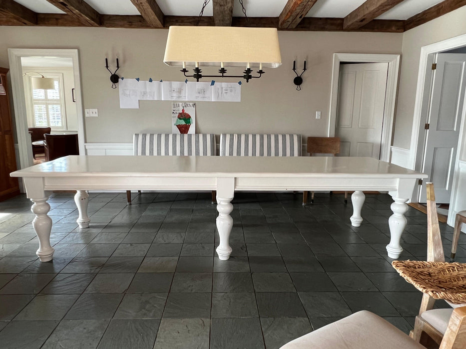 Classic Country French Style Painted Provincial Farmhouse Large 11’ Long Solid Pine Dining Table