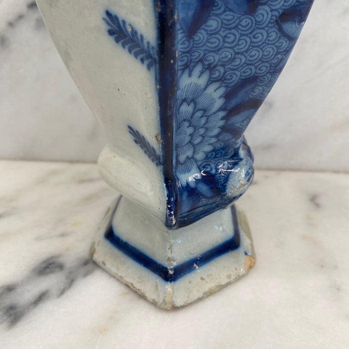 Early Antique Dutch Delft Blue and White Floral Vase, Netherlands