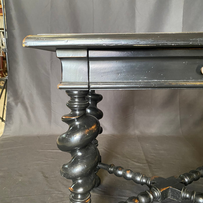 Phillip II Baroque Style Ebony Accent Table or Side Table with Barley Twist Legs