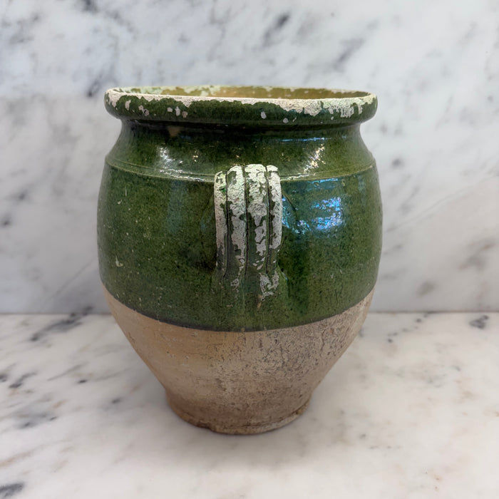 French Confit Pot with Green Glaze from the 19th Century #9067