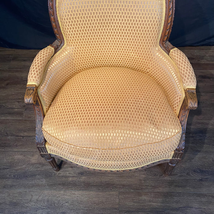 Fine Carved French Louis XVI Armchair or Bergere Chair with Exquisite Carving