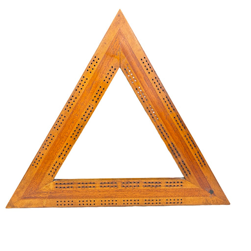 Antique Triangular Hardwood Cribbage Board