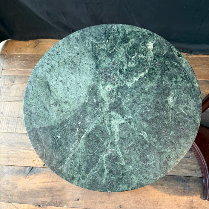 French Style Pair of Neoclassical Marble Top Round Side Tables