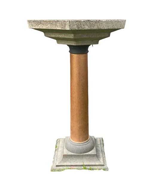 Neoclassical Octagonal Stone Bird Bath for the Garden
