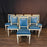 Set of Eight French Louis XVI Painted Dining Chairs in Blue Leather Circa 1920