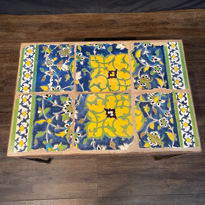 18th Century Tile Top Side, Accent or Coffee Table with Later Iron Base