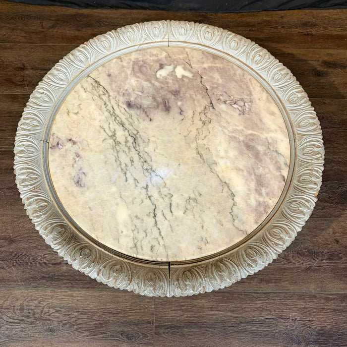 French Louis XVI Antique Painted Marble Top Coffee Table or Accent Table