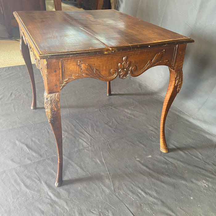 19th Century French Provincial Carved Louis XV Walnut Side Table or Accent Table with Hoof Feet