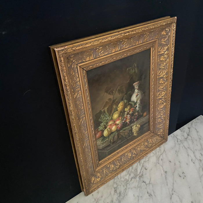 Early French Realistic Still Life Oil Painting on Board Signed J B Isabey