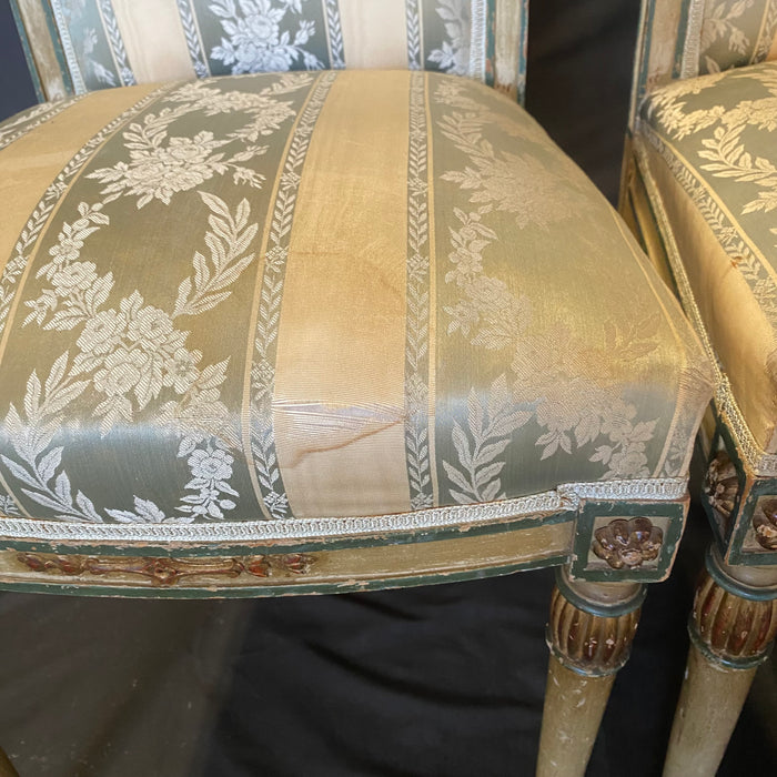 Pair of French Neoclassical Painted Louis XVI Side Chairs or Accent Chairs