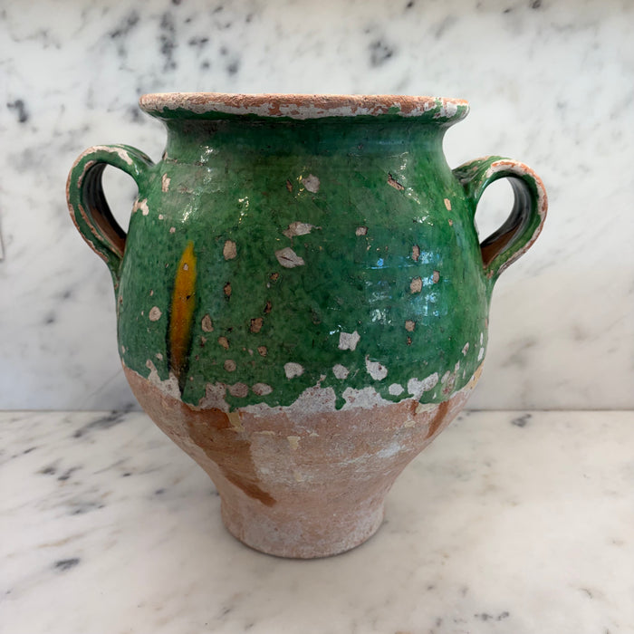 French Confit Pot with Green Glaze from the 19th Century #9068