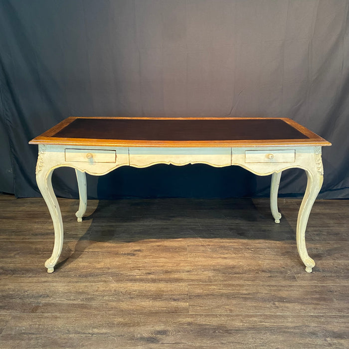 French Provincial Louis XV Style Paint Decorated Writing Desk or Writing Table