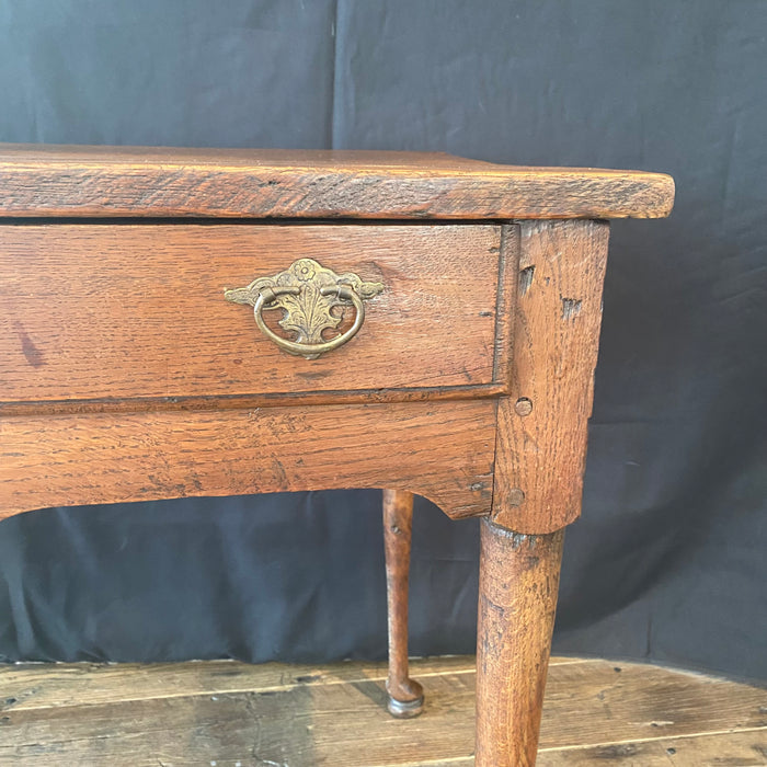 Antique English Georgian Oak Side Table with Drawer | Late 18th Century
