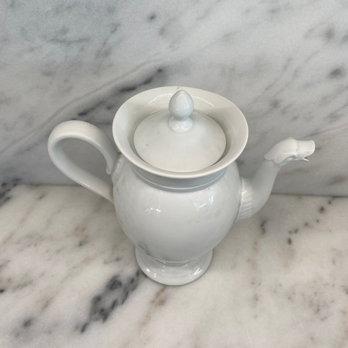 Antique French Porcelain Coffee Pot or Tea Pot with Swan Neck