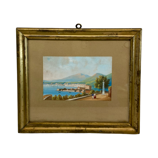 Early Fine French Gouache Painting of a Coastal Landscape