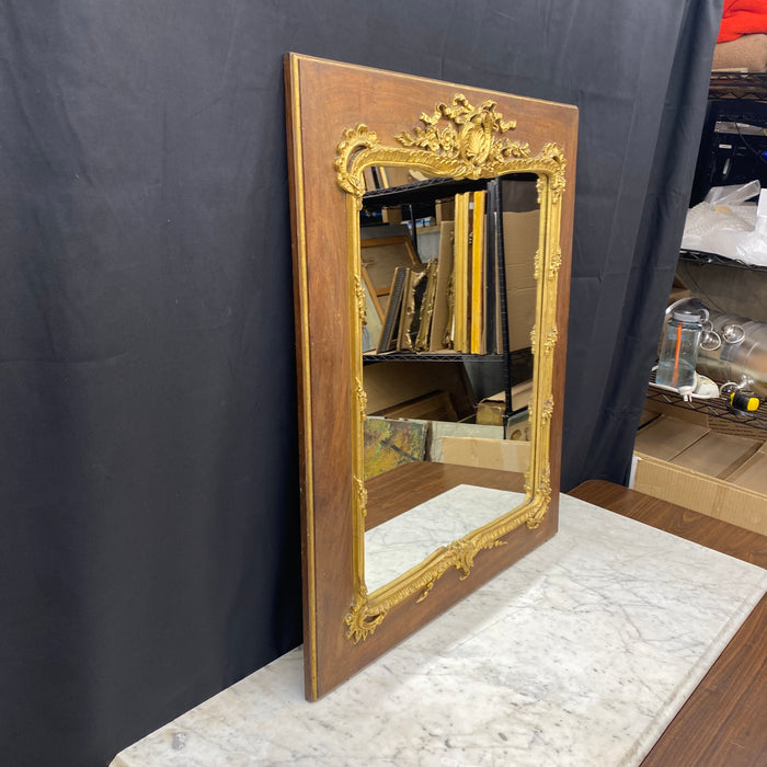 Spectacular French Louis XIV Gold Gilt and Fruitwood Rectangular Wall or Mantel Mirror