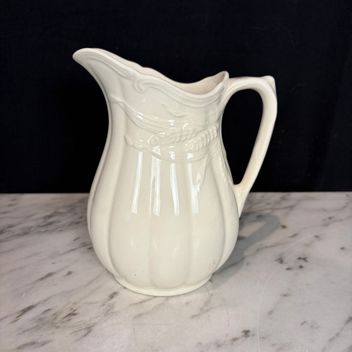 English Ironstone Pitcher with Wheat Motif
