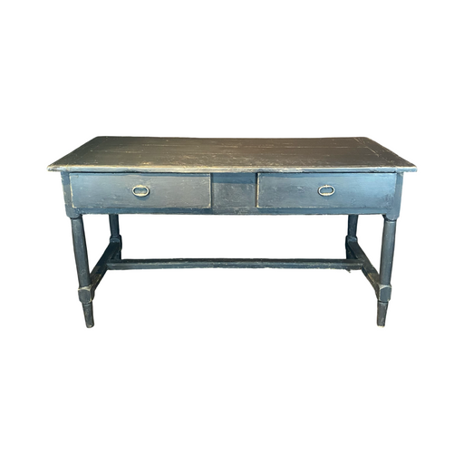Antique French Louis XVI Desk, Console, Desk, Sofa Table, Kitchen Island or Dining Table Painted Ebony