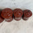 Set of Five French Reddish Brown Enamel Kitchen Canisters with Original Lids