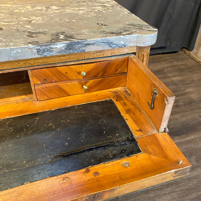 19th Century French Walnut Commode, Chest of Drawers, Dresser or Secrétaire Desk with Marble Top