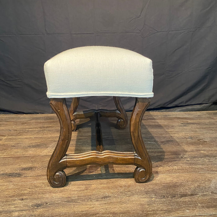 Antique French Os de Mouton Walnut Bench | 19th Century with New Upholstery