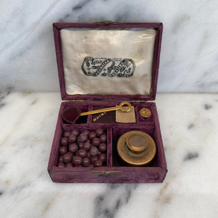 Early 19th Century British Original Georgian Wax Sealing Set in Original Box