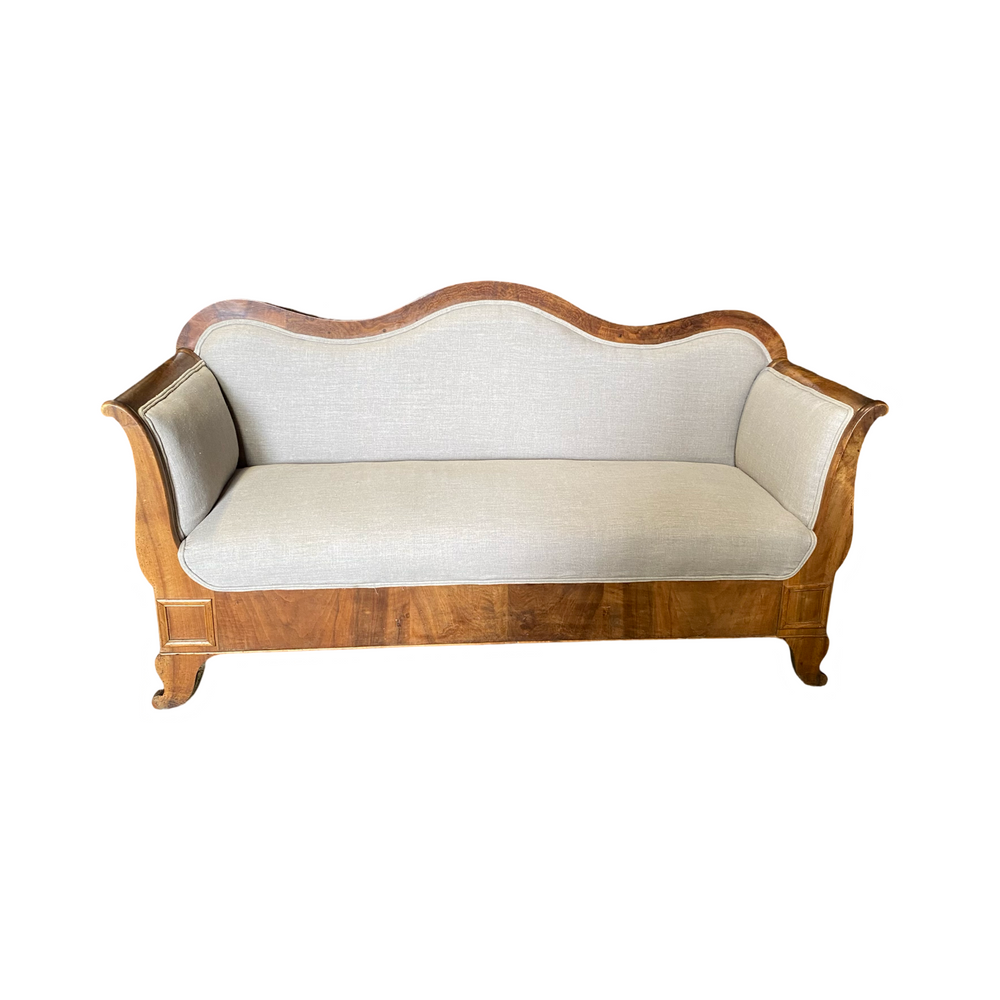 19th Century Swedish Biedermeier Carved Three-Seat Sofa Couch Settle, Loveseat or Settee