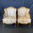 Pair of French Louis XV Giltwood Bergere Armchairs or Wingback Chairs with Carved Floral Motifs